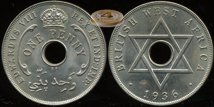 Британская Западная Африка. 1 пенни. 1936 (Unc)