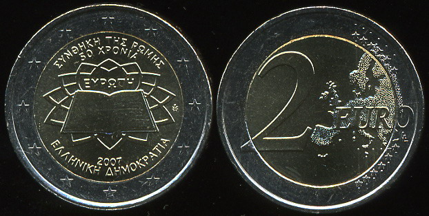 Греция. 2 евро. 2007 (Unc. Биметалл)
