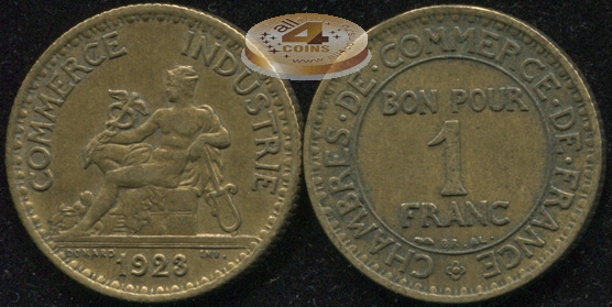 Франция. 1 франк. 1923 (aUnc)