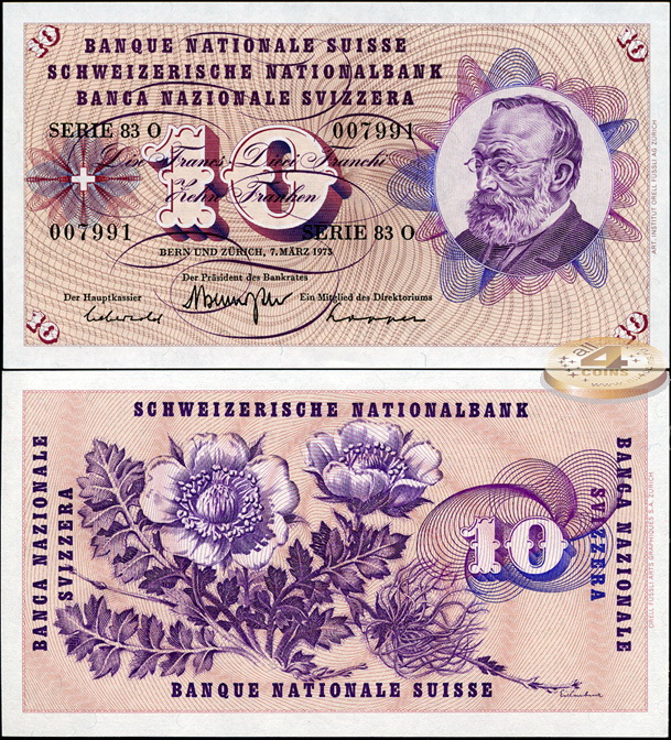 Швейцария. 10 франков (Unc) 1973