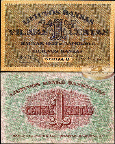 Литва. 1 центас (XF) 1922