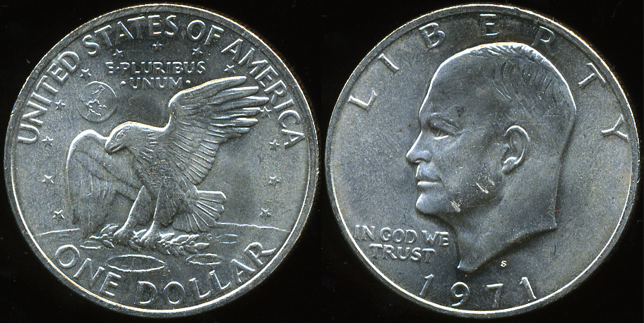 США. 1 доллар. 1971S (Unc. Серебро)