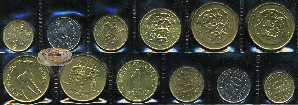 Эстония. Набор №1 (6 монет) 1992-2000