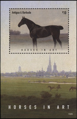 Антигуа и Барбуда. 2015. Лошади в живописи 2 (Блок. MNH OG)