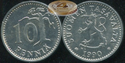 Финляндия. 10 пенни. 1990.M (Unc)
