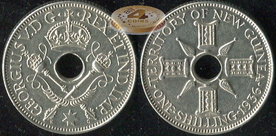 Британская Новая Гвинея. 1 шиллинг. 1936 (Unc. Серебро)