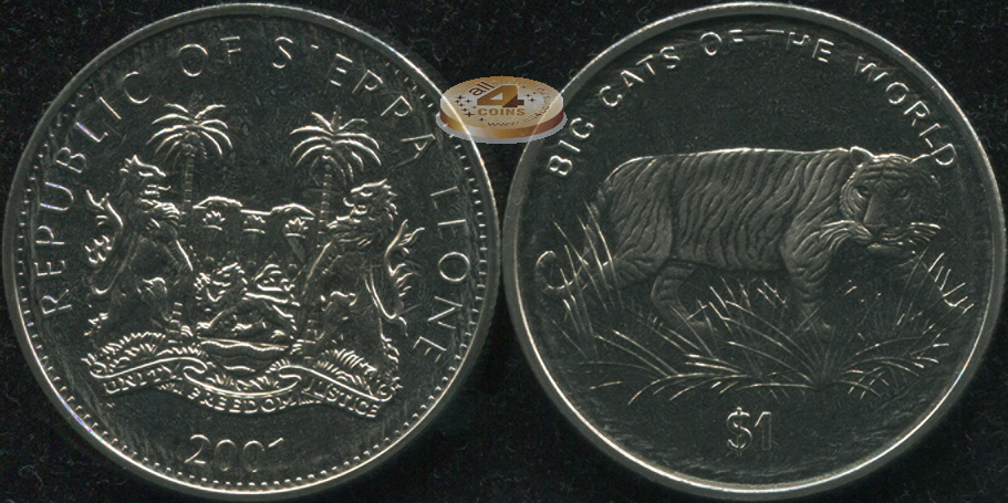 Сьерра Леоне. 1 доллар. 2001 (Unc)