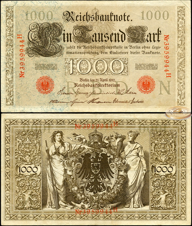 Германия [Кайзер рейх]. 1000 марок (VF) 1910