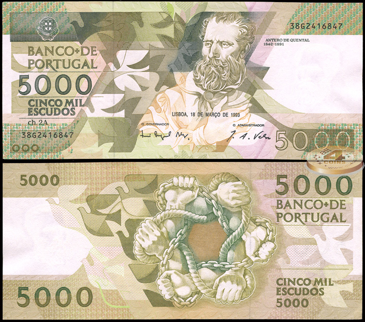 Португалия. 5000 эскудо (Unc) 1987