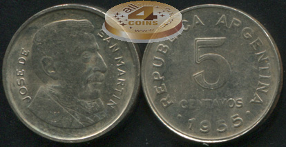 Аргентина. 5 центаво. 1955 (XF)