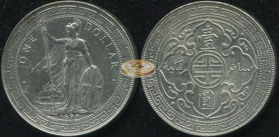 Великобритания. Торговый доллар. 1899.B (aUnc. Серебро)