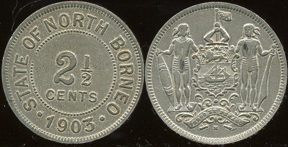 Британское Борнео. 2,5 цента. 1903 (VF)
