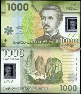 Чили. Банкнота 1000 песо. 2010(2011). Unc. Пластик. Кат.# P.161a