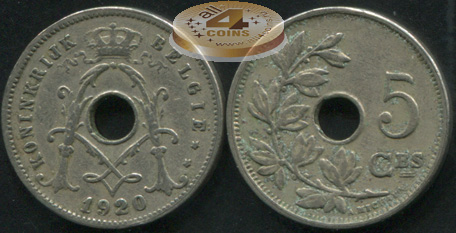Бельгия. 5 центимов. 1920 (VF)