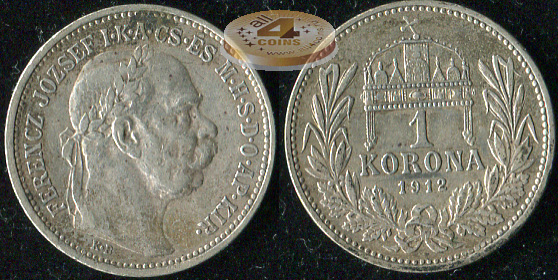Австро-Венгрия (Венгрия). 1 корона. 1912 (XF. Серебро)