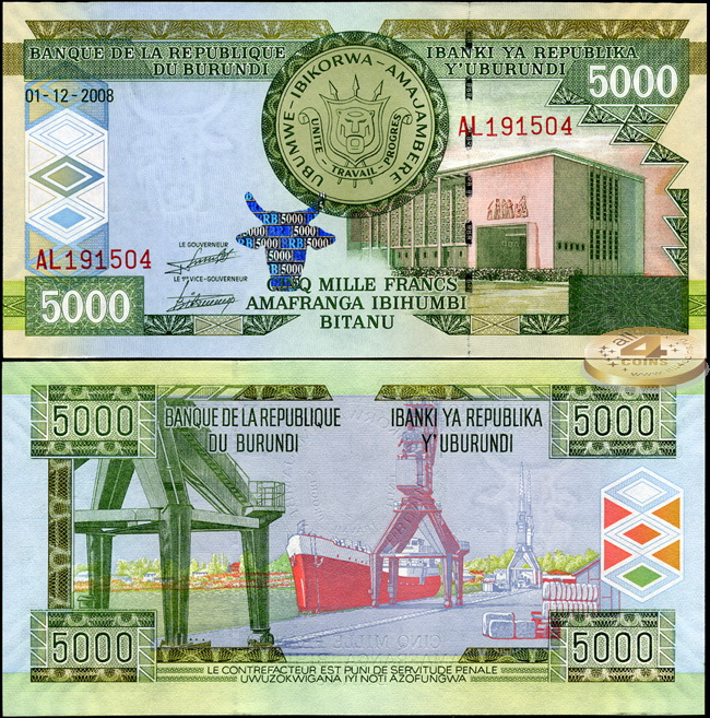 Бурунди. 5000 франков (Unc) 2008