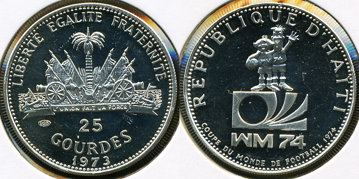 Гаити. 25 гурдов. 1973 (Proof. Серебро)