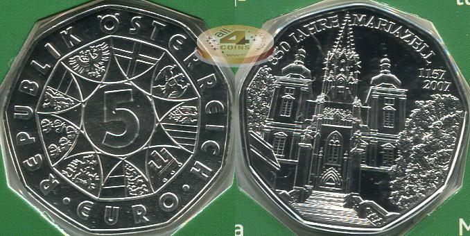 Австрия. 5 евро. 2007 (Unc. Серебро)