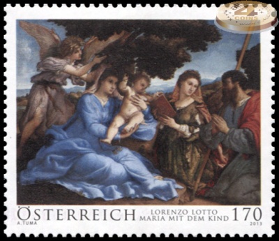 Австрия. 2013. Лоренцо Лотто - Мария и Дитя (Почтовая марка. MNH OG)