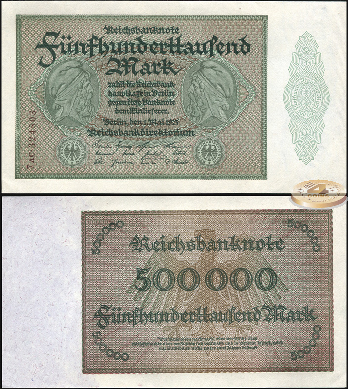 Германия /Веймарская респ./. 500000 марок (Unc) 1923