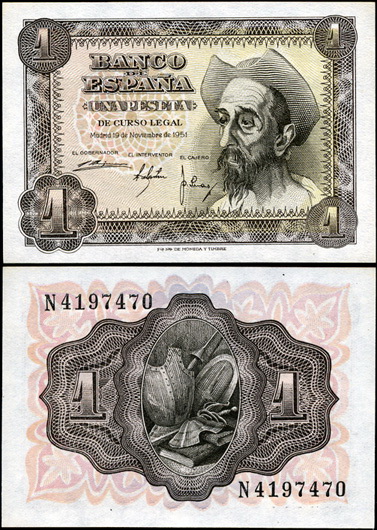 Испания. 1 песета (Unc) 1951