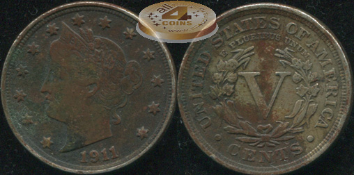 США. 5 центов. 1911 (XF.патина)