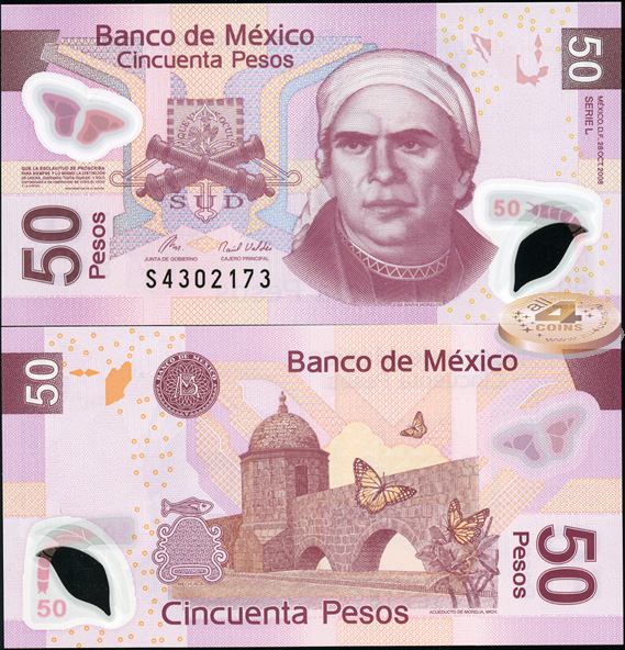 Мексика. 50 песо (Unc. Пластик) 2008