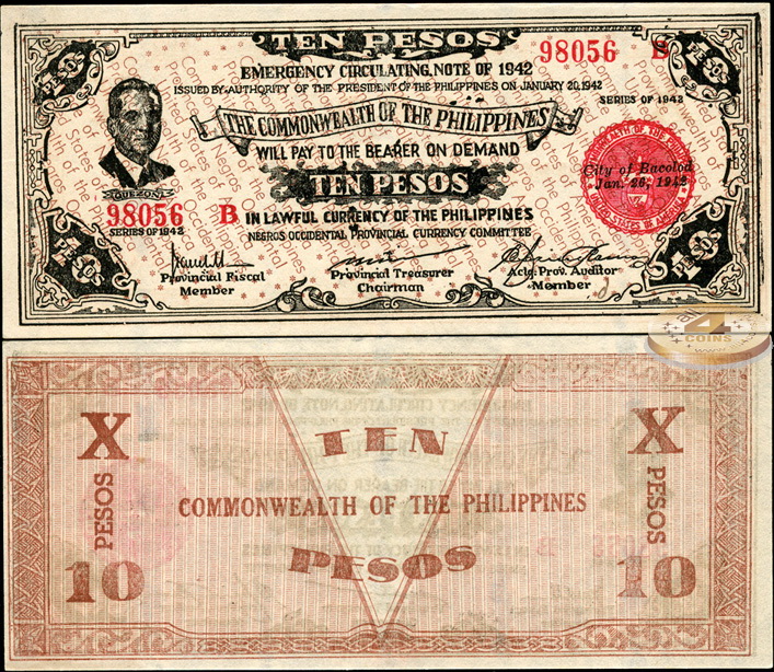Филиппины. 10 песо (Unc) 1942
