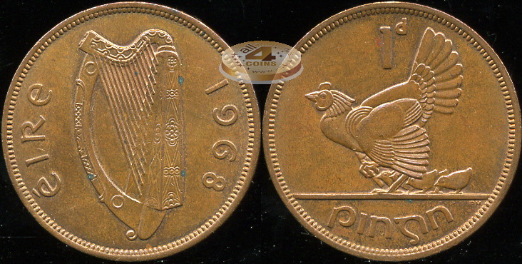 Ирландия. 1 пенни. 1968 (Unc)