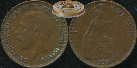 Великобритания. 1 фартинг. 1928. (aUnc)