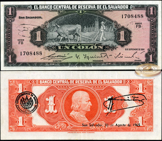 Сальвадор. 1 колон (aUnc++) 1965