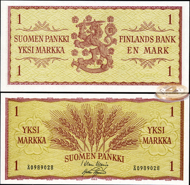 Финляндия. 1 марка (Unc) 1963