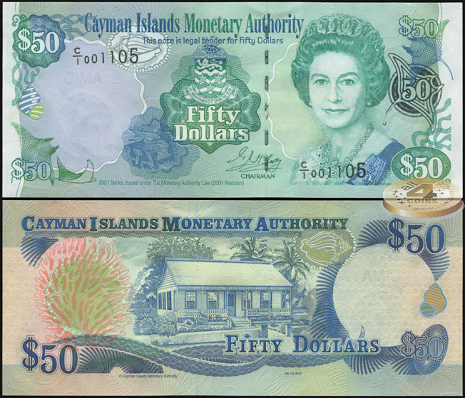 Каймановы о-ва. 50 долларов (Unc) 2001