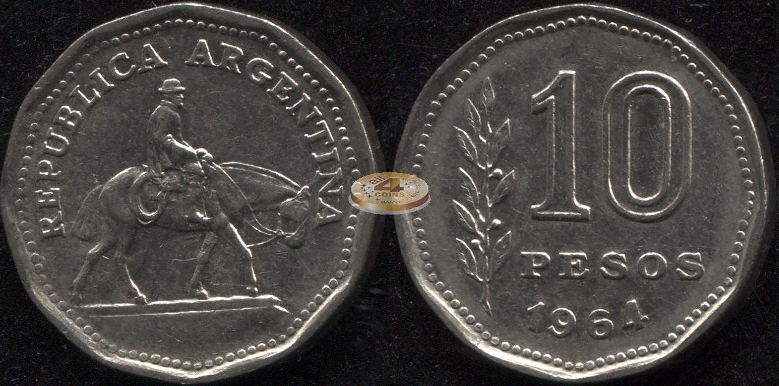 Аргентина. 10 песо. 1964 (aUnc)
