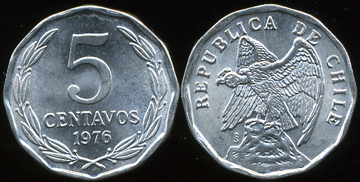 Чили. 5 центаво. 1976 (Unc)