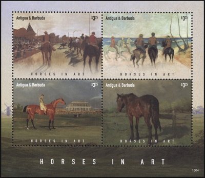 Антигуа и Барбуда. 2015. Лошади в живописи (М.Лист. MNH OG)