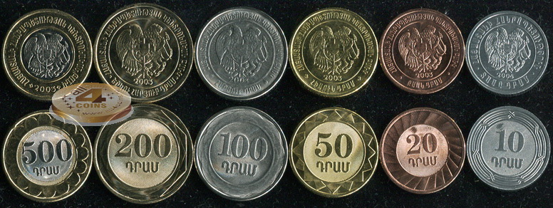 Армения. Набор №2 (6 монет. 1 биметалл) 2003