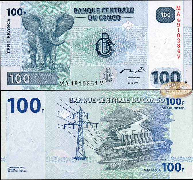 Конго ДР. 100 франков (Unc) 2007