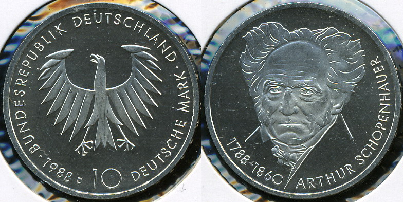 Германия [ФРГ]. 10 марок. 1988.D (Proof-. Серебро)
