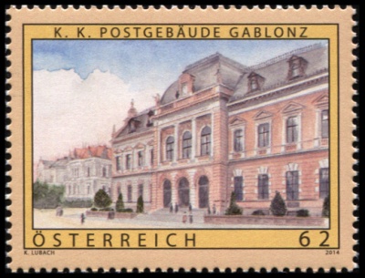 Австрия. 2014. Здание Почты в Габлонц (Почтовая марка. MNH OG)
