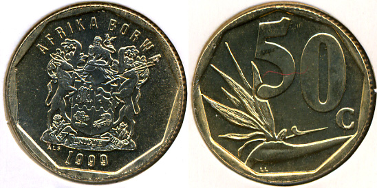 Южная Африка. 50 центов. 1999