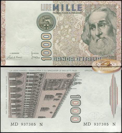 Италия. 1000 лир (Unc) 1982