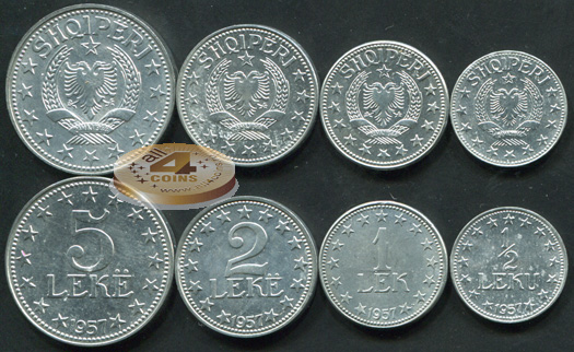 Албания. Набор №5 (4 монеты) 1957