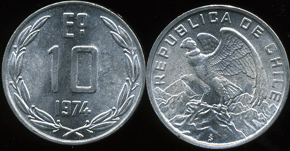 Чили. 10 эскудо. 1974 (Unc)