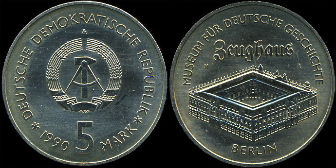 Германия (ГДР). 5 марок. 1990 (Unc)