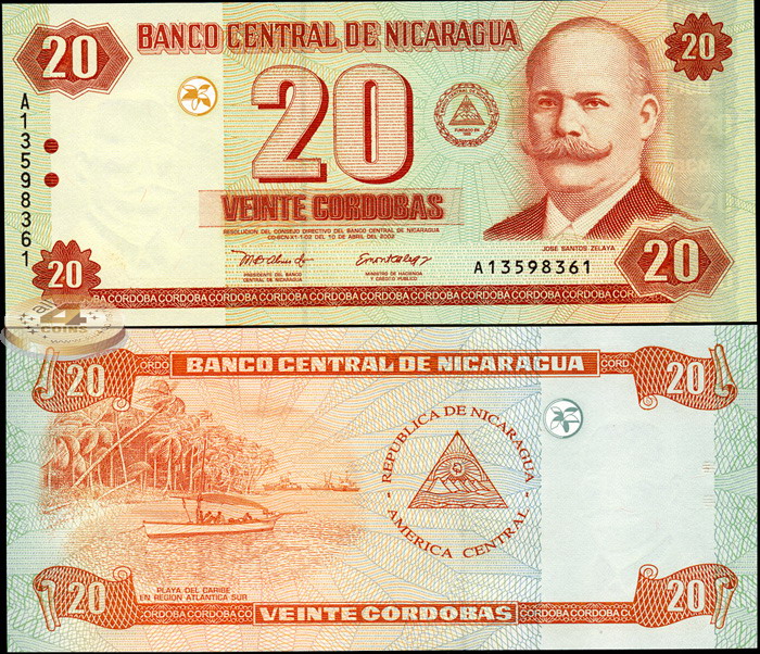 Никарагуа. 20 кордоб (Unc) 2002