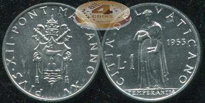 Ватикан. 1 лира. 1953 (Unc)