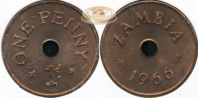 Замбия. 1 пенни. 1966 (Unc)