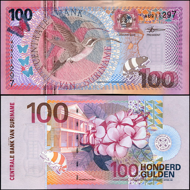 Суринам. 100 гульденов (Unc) 2000