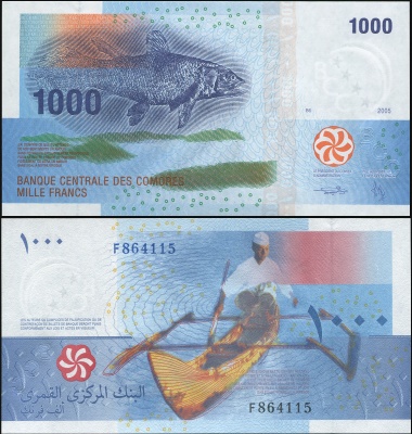 Коморские острова. Банкнота 1000 франков. 2005. Unc. Бумага. Кат# P.16a